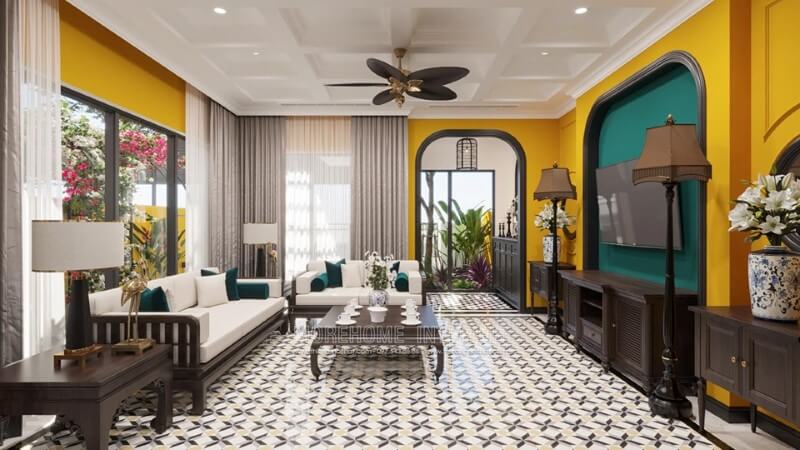 Sản phẩm sofa gỗ nhập khẩu sang trọng cho nhà biệt thự Gamuda - Hoàng Mai - Hà Nội Khai thác các mẫu trang trí phòng khách độc đáo