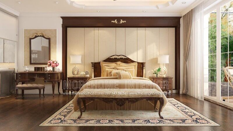 Điểm lựa chọn tối ưu cho những không gian nội thất phòng ngủ biệt thự _ Giường ngủ gỗ óc chó tân cổ điển sang trọng