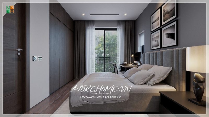 Cửa kính có rèm cửa giúp ánh sáng lan tỏa dễ dàng khắp không gian phòng ngủ tốt cho sức khỏe, thông thoáng cho bầu không khí thoải mái dễ chịu không tù túng bí bách