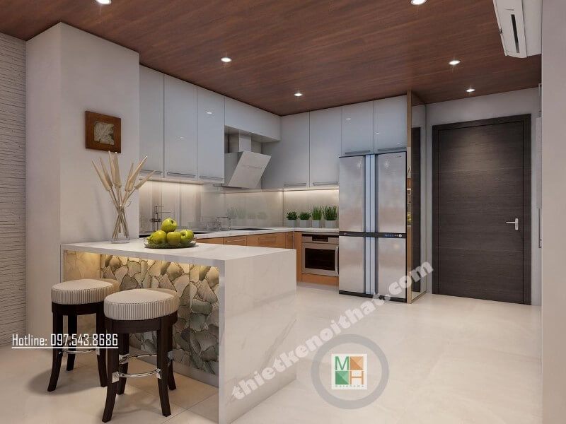 Đá ốp bếp nhân tạo góp phần tạo nên một không gian nhà bếp tinh tế và sang trọng hơn.